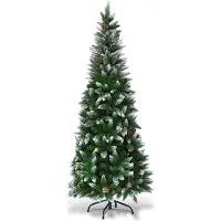Coast Sapin de Noël en forme de crayon - 210 cm et 700 pointes - avec support en métal et branches réalistes - pour l'intérieur et l'extérieur - PVC vert et métal