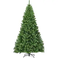 Costway Sapin de Noël artificiel 225cm, Sapin de Noël avec système de pliage, Sapin de Noël 1346 pointes aiguilles PVC, Sapin artificiel Noël support métallique, vert