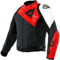 Dainese Blouson de cuir pour moto Sportiva, noir/rouge/blanc, 48