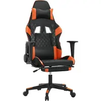 vidaXL Chaise de jeu avec repose-pieds noir et orange similicuir