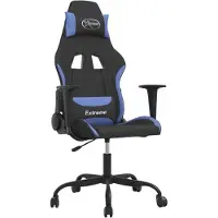 vidaXL Chaise de jeu noir et bleu tissu