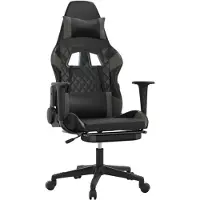 vidaXL Chaise de jeu avec repose-pieds Noir et gris Similicuir