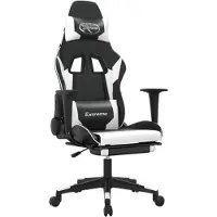 vidaXL Chaise de jeu avec repose-pieds noir et blanc similicuir