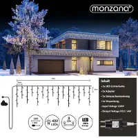 Monzana Guirlande de Noël blanc chaud 15m 400 LEDs en cascade