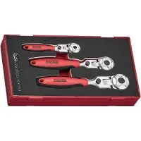 Teng Tools Set de clés à cliquets avec tête flexible Foam1 tray 1/4- 3/8- 1/2 3 pièces TEA7203
