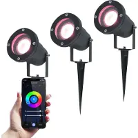 V-TAC - Lot de 3 Spots à piquet LED connectés 5,5W 345lm RGBWW Noir IP44