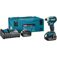 Makita DTD 172 RTJ visseuse à chocs sans fil 18 V 180 Nm 1/4'' sans balais + 2x batterie 5,0 Ah + chargeur + Makpac