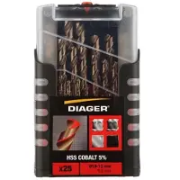 Diager Coffret 25 pcs HSS cobalt 5% D. 1 à 13 mm - 707D -