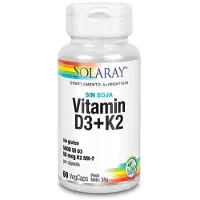 Solaray Vitamin D3+k2 (mk7) 60 Units Blanc