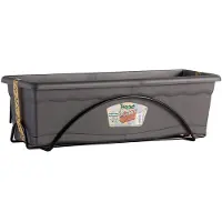 Plastiken 74809 Balcony Planter Integrated Plate With Anthracite Support 60x24 Cm Noir