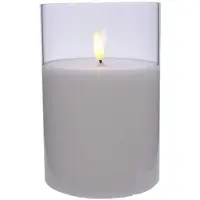 Kaemingk Bougie cire verre LED 15cm ws
