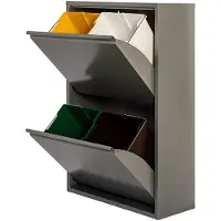 Jobgar Armoire Recyclage 4 Tiroirs Grise Tri Sélectif Intégré Et Robuste -
