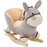 vidaXL Animal à bascule âne avec dossier peluche 60x32x55 cm Gris