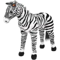 vidaXL Peluche Zèbre debout Peluche noire et blanche XXL