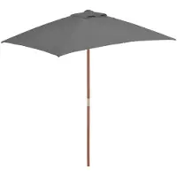 vidaXL Parasol avec mât en bois 150x200 cm Anthracite