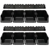 Perel Bac empilable, 8 pièces, 2 supports muraux, empilable, plastique, 103 x 165 x 75 mm, noir