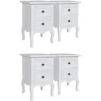 vidaXL Tables de chevet 4 pcs avec 2 tiroirs MDF Blanc