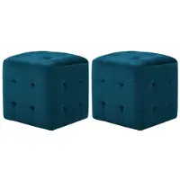 vidaXL 2 pcs Tables de chevet Bleu 30x30x30 cm Tissu velours