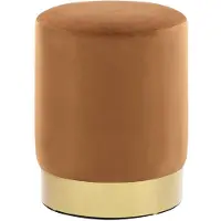 vidaXL Tabouret Marron et doré Velours 28 x 36 cm