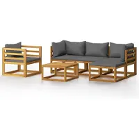 vidaXL Ensemble de salon de jardin 6 pièces avec coussins en bois massif d'acacia