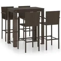 vidaXL Ensemble bar de jardin 5 pièces avec accoudoirs Poly rotin brun