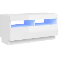 vidaXL Armoire TV avec lampes LED blanc brillant 80x35x40 cm