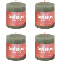 Bolsius Bougies pilier rustiques Shine 4 pcs 80x68 mm Vert olive