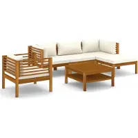 vidaXL Ensemble de salon de jardin 6 pièces avec coussins Crème Bois massif Acacia