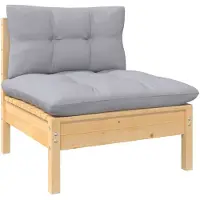 vidaXL Canapé de jardin central avec coussins gris pin massif