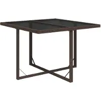 vidaXL - Table de jardin - 109x107x74 - cm - Poly - Rotin - et - Verre - brun
