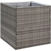 vidaXL Jardinière Gris 80x80x80 cm Résine tressée