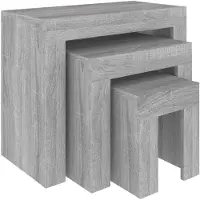 vidaXL Tables d'ensemble 3 pcs. Gris Sonoma Matériau dérivé du bois