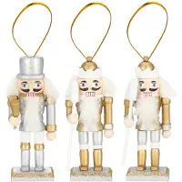 Springos Casse-noisette Figure Pendentif d'arbre de Noël en bois 3 pcs. 8 cm de haut Décorations d'arbre de Noël