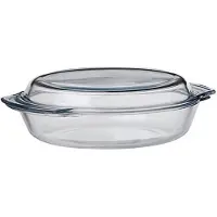 Excellent houseware Plat À Four Ronde En Verre Avec Couvercle 22.5x8cm 1,7l