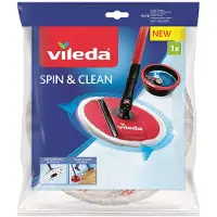 Vileda Chiffon de rechange Spin & Clean, Ustensiles de nettoyage, Blanc, Rouge
