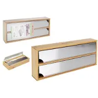 Amahogar Distributeur d'aluminium et de film alimentaire en bambou 33.5x13 cm Golden Golden One Size