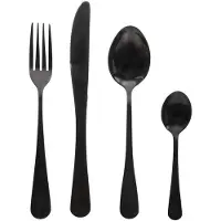 JJA SG Secret de Gourmet Set de couverts Shadow 16 pcs, Couverts pour 4 personnes, Acier inoxydable, Noir, 154001