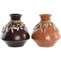DKD Home Decor Vase décoratif en coques de bambou multicolores par DKD Home Decor - 30 x 30 x 32 cm (set de 2)
