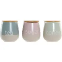 DKD Home Decor Vase bleu vert rose 10 x 10 x 16 cm (3 pièces)