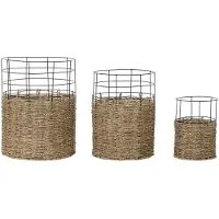 DKD Home Decor Basket set Metal Colonial Jute (35 x 35 x 45 cm) (35 cm, 1x)