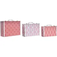 DKD Home Decor Set of decorative boxes Canvas Wood (40 x 31 x 15 cm)