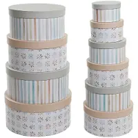 DKD Home Decor Boîte de rangement style shabby carton blanc, beige, multicolore, gris - Couleur:GRIS