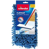 Vileda Flip Mop Serpillère en Microfibre en Forme de trapezoïdale Pièce de Rechange Blanc-Bleu 162291