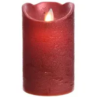 Lumineo - Bougie Intérieur Led Ø7,5x12,5cm Couleur Rouge Finition Métallisée Lumière Blanche Chaud