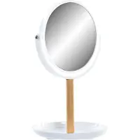 DKD Home Decor Miroir blanc naturel bambou aluminium polystyrène 17 x 17 x 31 cm