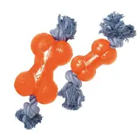 Gloria Tpr Bone With Rope Orange 14 cm