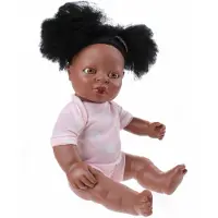 Berjuan Poupée Bébé Fille Africaine Nouveau-née Avec Vêtements 38 Cm
