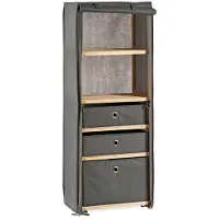 Kipit Étagère - BigBuy Home - Gris Bois Tissu - 3 Tiroirs - 2 Étagères - Moderne