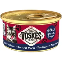 Voskes Jelly Tuna with Grouper 12 x 85 g : 100 % thon et mérou en gelée, aliment complémentaire pour chat