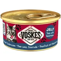 Voskes Jelly Tuna with Seabream 85 g : 100 % de thon et de dorade en gelée, aliment complémentaire pour chat